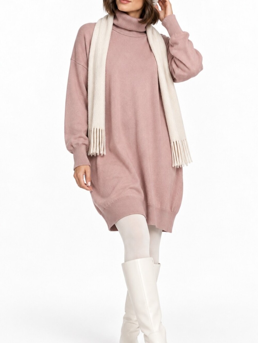Aritzia The Group Babaton Dusty Pink Oversized Turtleneck Sweater Dress Xs Wintr